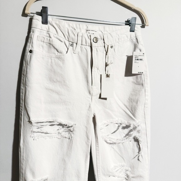 Good American - White Good 90’s Loose Fit Distressed Jeans - Picture 2 of 6